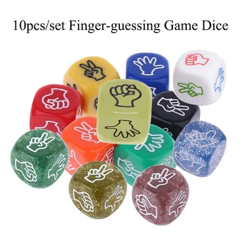 10pcs 20mm Pirkstu Guessing Spēle Dice Rock Papīra Šķēres Dice 6 vienpusējā Kārtā Stūra Akrila Dice Ģimenes Bārs galda Spēle Smieklīgi Dice