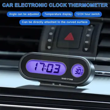 2 In 1 Auto Pulksteņi Auto Pulkstenis elektroniskais Termometrs Laiks Digitālo Automašīnu Apgaismojums Piederumi LCD WatchLuminous Reklāmas Dizains B4S7