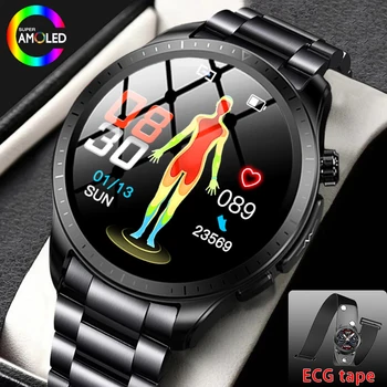 2023 Jaunu Asins Glikozes Monitors Smart Skatīties Vīrieši Sievietes EKG+PPG Ķermeņa Temperatūra Asins Skābekļa sirdsdarbība Veselības Sporta Smartwatch