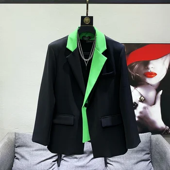 2023 korejas Viltus divdaļīga Krāsu Kontrastu Ikdienas Tērps Vīriešu Moderns, Elegants Personības Augstas Kvalitātes Mētelis Pavasara Jakas Jaunas