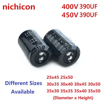 2gab/Daudz Nichicon 390uF 400V 390uF 450V 400v390uf 450V390UF 25x45/50 30X35/40/45/50 35X30/35/40/50 Snap-in PSU Kondensators