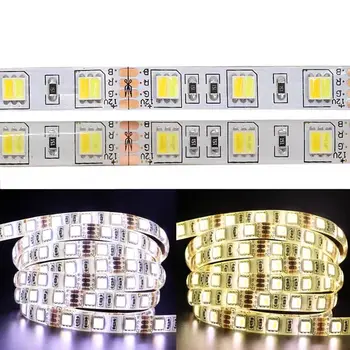 5m 12V 5050 60LEDs/m LED CT krāsu temperatūras regulēšana lentes(silti balts/balts);14.4/m;led ar divas krāsas kopā