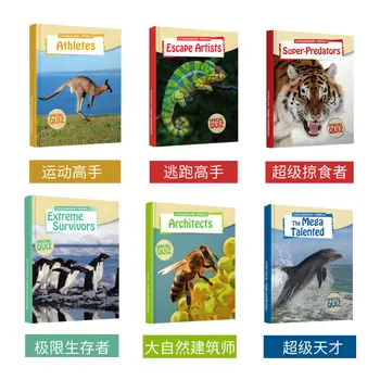 6PCS/KOMPLEKTS Ārkārtas Dzīvnieku Enciklopēdija Ģeogrāfisko Līmeņa Attēlus Bilžu Grāmata KidsReading Cietos vākos