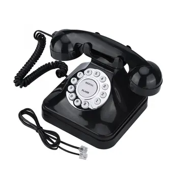 Antīko Eiropas Vintag Fiksēto Telefonu Black Augstas Izšķirtspējas Zvanu Lielu Skaidrs Poga Fiksēto Telefonu