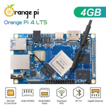 Apelsīnu Pi 4 LTS 4GB LPDDR4+16GB EMMC Rockchip RK3399,Atbalsta Wifi+BT5.0,Gigabit Ethernet, Palaist Android,Ubuntu,Debian OS