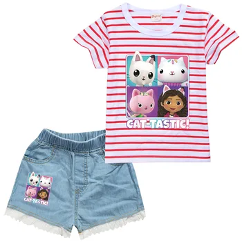 Bērnu Apģērbu 2023 Vasaras Apģērbu Cosplay Kostīms Meitenēm īstermiņa SleeveTop+Šorti 2gab Tērps Meitenes Apģērbu 2-14 Gadiem