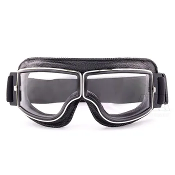 Cafe Racer Aizsargbrilles PU Ādas Sacīkšu Brillēm, Motocikla Ķivere Acu Aizsardzības Cruiser Velo Brilles