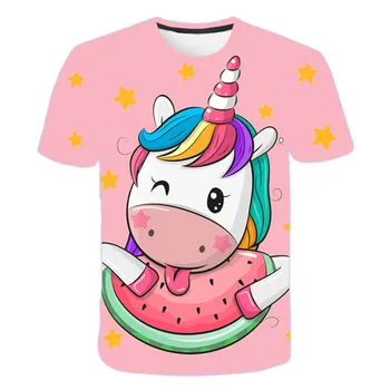 Girls Karikatūra T-krekls Unicorn Gudrs Harajuku T-krekls Bērnu, Zīdaiņu Apģērbs Anime Kostīmu Bērnu Apģērbi Topi Streetwear