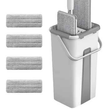 Grīdas Mopi Dzīvoklis Izspiest Mop ar Kausu Microfiber Spilventiņi Mājsaimniecības Tīrīšanas Roku Bezmaksas Žāvēšanai Mitrā vai Sausā Lietošanas Bathroom Cleaner