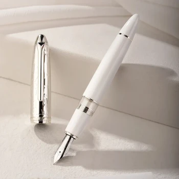 HongDian N6 Sveķu Virzuļa Baltas Tintes Pildspalvu EF/F Zib Skaistas Torpedo Mākonis Aiztaisītu Vāciņu Tintes Pildspalvu Rakstīšanai Kancelejas Piederumi