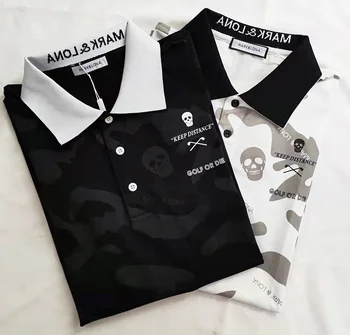 Japāņu un korejiešu Jaunā Golf Gadījuma Vīriešu Ātri Sauss Melnā un Baltā Atloks Krāsa ar Īsām Piedurknēm T-krekls, Āra Sporta Jersey