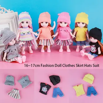 Jauns 16~17cm Leļļu Apģērbu Modes Saģērbt Lelle Drēbes, Cepures, Lelles Svārkiem Tērps Bērniem Labākās Dāvanas DIY Leļļu Piederumi