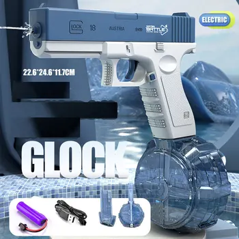 Jaunu Ūdens Pistoli Elektriskā Glock Pistole Šaušanas Rotaļlietas Pilnībā Automātiska Vasaras Pludmales Rotaļlietas Bērniem, Bērnu Zēni Meitenes Pieaugušie