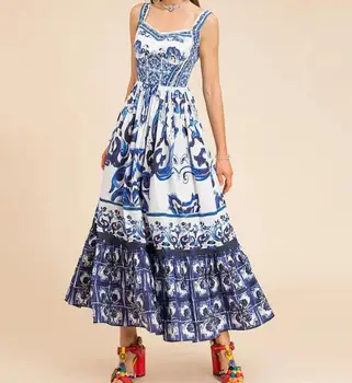 Kleitas, Sievietēm 2023 Vasaras Jaunā Modes Gadījuma Piedurknēm Siksniņa Drukāt Brīvs Gara Kleita Sieviešu Drēbes, Apģērbi