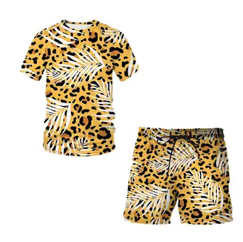 Leopards Drukāt 3d Drukāšanas Vīriešu Sporta Vīriešu Apģērbu Lielgabarīta T-krekls, Bikses, Uzvalks Vasaras Vīriešu Gadījuma T-krekls, Uzvalks
