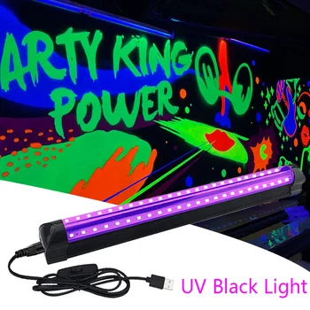 Melnā Gaisma UV Caurules USB Port LED Black Purple Gaismas KTV Bar, Dj, lai Fluorescen, kas Spīd Tumšā Puse Posmā Blacklight Dzimšanas dienu 10W