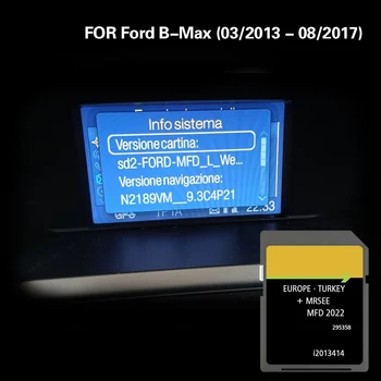 MFD 2022 Kartes Sat Nav Atjauninājumu Ford B-Max 03/2013 - 08/2017 8GB SD Navigācijas Kartes