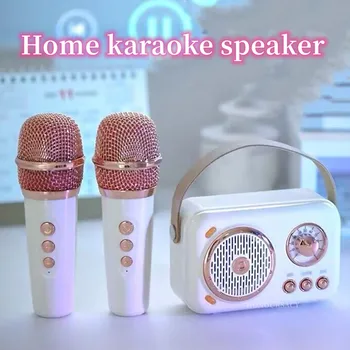 Mini Āra Karaoke Bluetooth Skaļrunis Ar Portatīvo Bezvadu Mikrofonu Kartes Subwoofer liela Apjoma Caixa De Som Bērnu Dāvanu