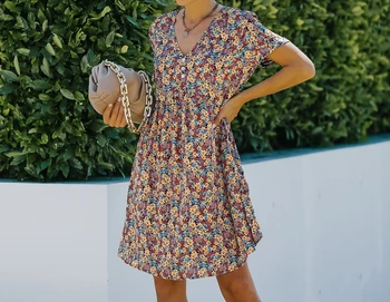 Modes Jauno Vasaras Sieviešu Apģērbu 2023 Īsām piedurknēm Ziedu Kleitu Sieviete & Lady Ikdienas Biroja Kleitas