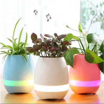 Pavisam Jaunu Oriģinālu Bluetooth Skaļruņi Mūzikas puķu pods Smart puķu Podi Plastmasas Pot Pirkstu Touch LED Nakts Gaisma Mājās Atdzist Dizains