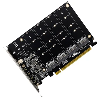 PH44 NVMe 4-Disku Masīvs Karte PCI-E Raid Karti Signāla Sadalīšana Paplašināšanas Karti NVMe Raid 4.0 3.0 PCIe X16 Sadalīt Kartes