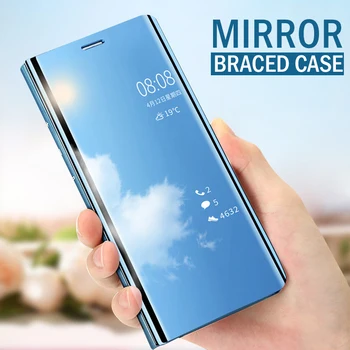 Spogulis Flip Case For Samsung Galaxy S23 22 21 20 Ultra S10 9 8 Plus 20FE 21FE Note20Ultra Note10 Plus 9 8 A50 A51 Tālruņa Vāciņu