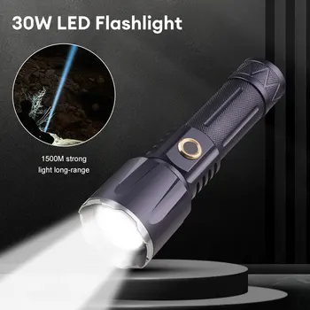 Super LED Lukturīti 1500LM Taktiskās Gaismas USB Lādējamu Flash Ūdensizturīgs Zoomable lielos attālumos Lukturīti Kempings Medības