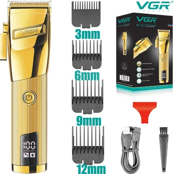 Sākotnējā VGR Regulējams Metāla Hair Clipper Vīriešiem Elektrisko Bārdas un Matu Trimmeris Uzlādējams Vadu/Bezvadu Frizūra Mašīna