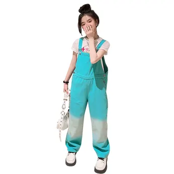 Vasaras Modes Pusaugu Meitenes Ezera Zilā Zeķu Bikses, Uzvalks Bērniem Īsām Piedurknēm T + Bikses (dungriņi) Divi Gabali Tērpiem