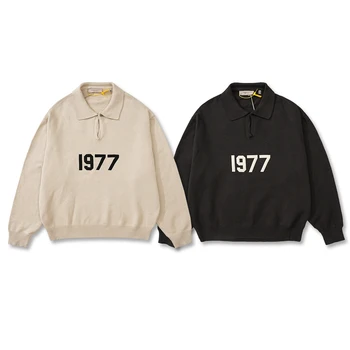 Vīriešu Apģērbu, Streetwear Vintage 1977 Polo Bārkstīm POLO Apkakle Zaudēt Lielajam Adīšanas Džemperis Ziemas Džemperis Rudens Ziemas