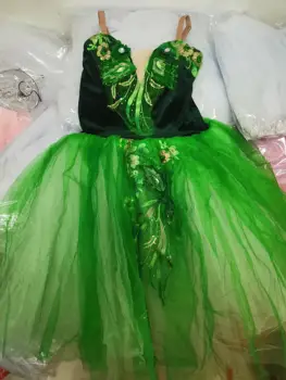 Zaļā Baleta Kleitu Ilgi Romantiska Tutu Meitenes, Sievietes Baleta Kostīmu Dejas, Apģērbi Bērniem, Tutu Svārki Tills Deju Apģērbi