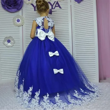 Zilā Mežģīņu Ziedu Meitene Kleita SleevelessTransparent Meitene Dzimšanas Dienas Kleitas Elsojošs Princese Kleita Pirmās Komūnijas Kleita