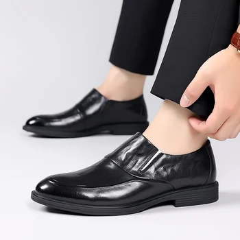 Ādas Vīriešu Dzīvokļi Kurpes paslīdēt uz modes Gadījuma Britu Stila Vīriešu Oxfords Modes Kleita, Kurpes Vīriešu mokasīni Zapatos Hombre